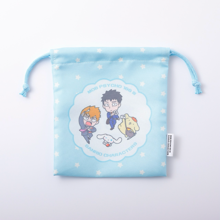 霊幻新隆×シナモロール、芹沢克也×ポムポムプリンモブサイコ100 III × サンリオキャラクターズプリントミニ巾着