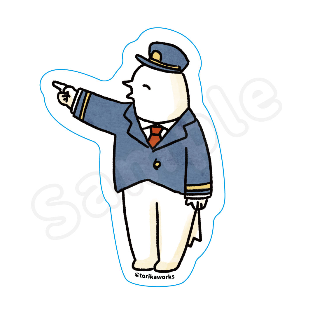 ふるえフレンズ ステッカー ふるえるとり（駅員ver)