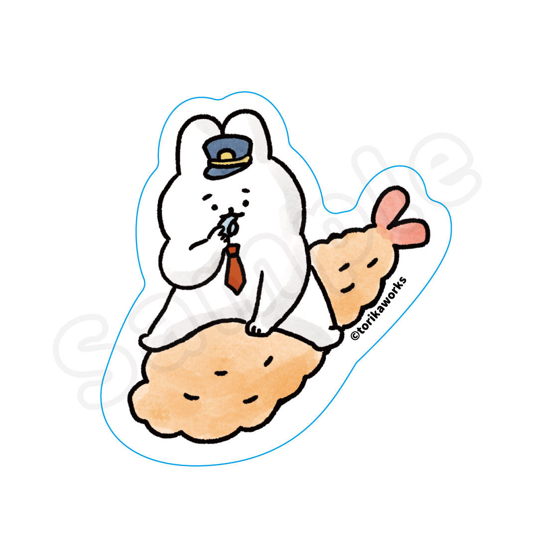 ふるえフレンズ ステッカー エビフライとうさぎ（駅員ver) 