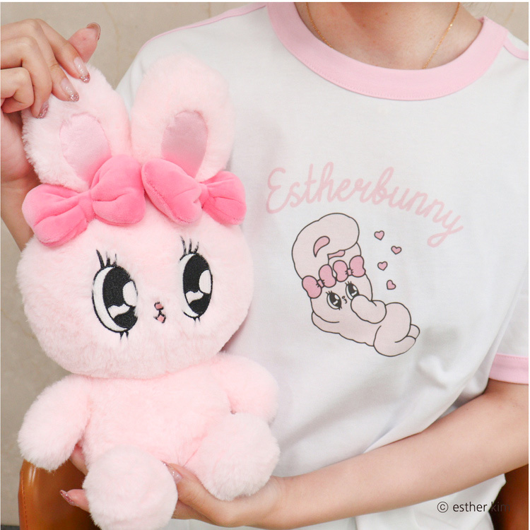 Esther Bunny ラインリンガーTシャツ(寝そべり)｜むにゅぐるみ