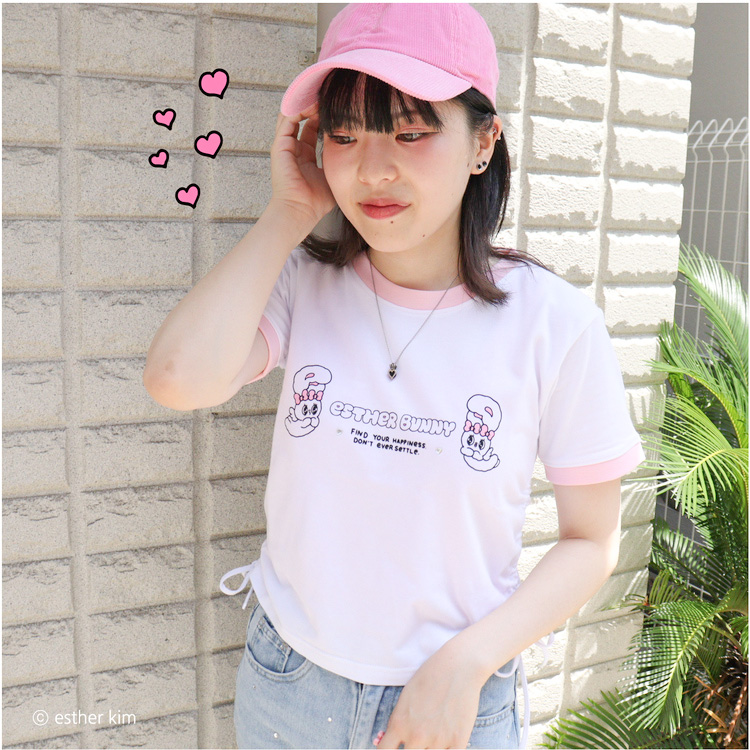 Esther Bunny ドロストTシャツ(エンジェル)|むにゅぐるみ Esther Bunny ドロストTシャツ(エンジェル)|むにゅぐるみ