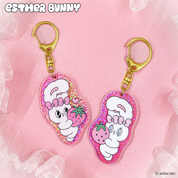 Esther Bunny いちごアクリルキーホルダー｜むにゅぐるみパティオ公式