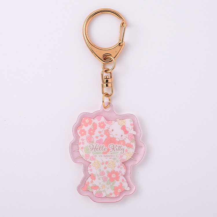ハローキティ フラワー型 アクリルキーホルダー サンリオキャラクターズ テキスタイルフラワー アクリル