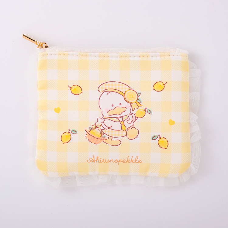 あひるのペックル ギンガムフルーツ フリルポーチ