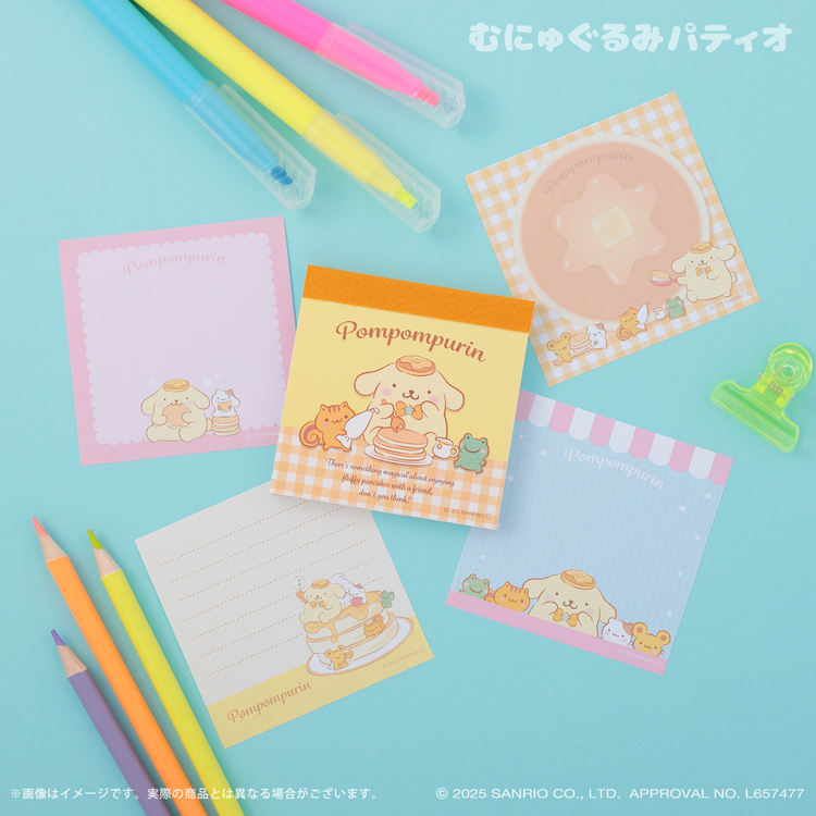 ポムポムプリン ハッピーシェアパンケーキ スクエアメモ｜むにゅぐるみ