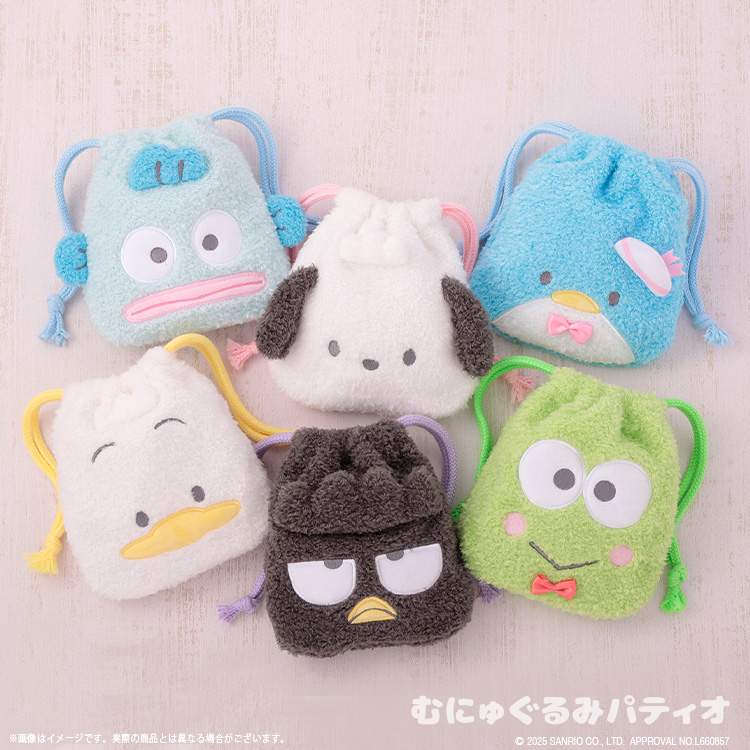 はぴだんぶい ミニフェイス巾着｜むにゅぐるみパティオ公式サイト