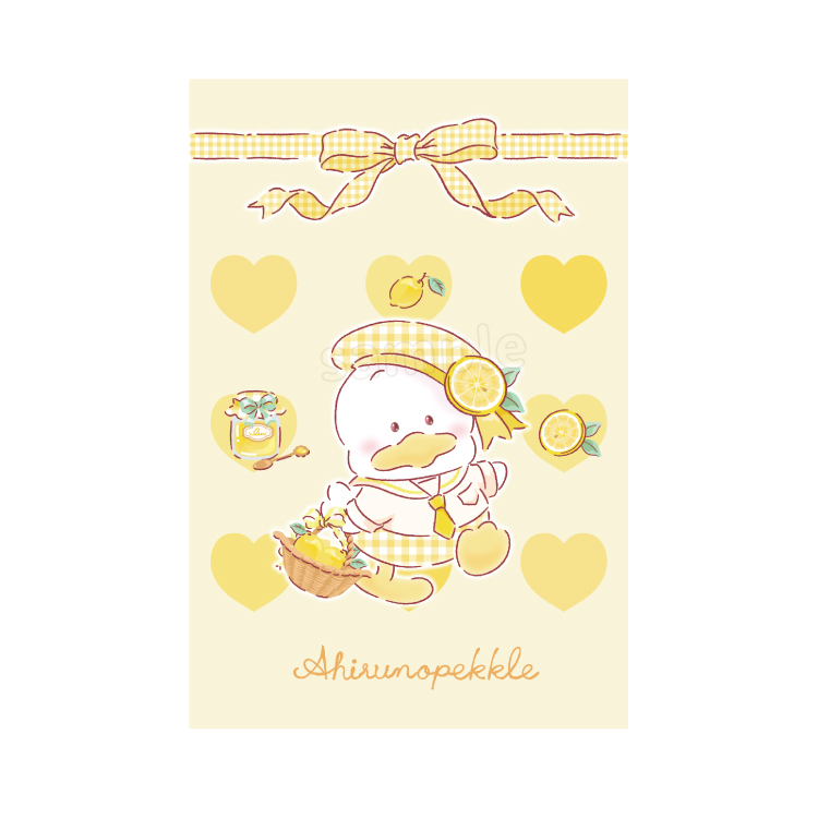 あひるのペックル ギンガムフルーツ ポスターカードセット（2枚入り）