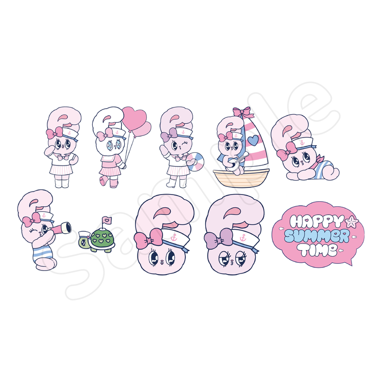 Esther Bunny マリン ダイカットステッカー10種セットA