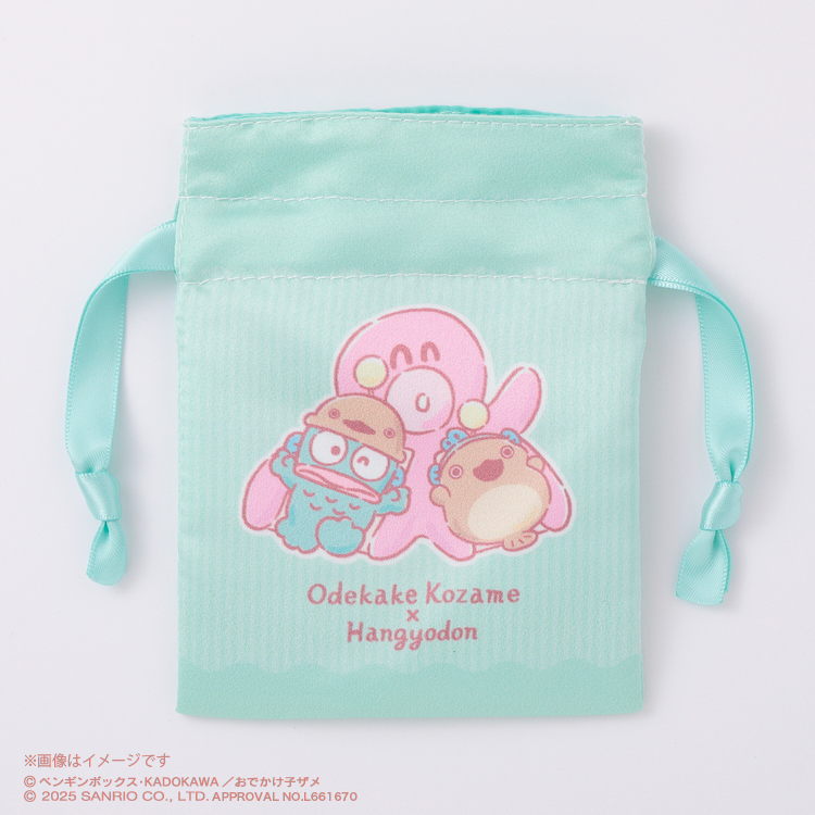 おでかけ子ザメ×サンリオキャラクターズ 豆巾着（あんこう×ハンギョドン）