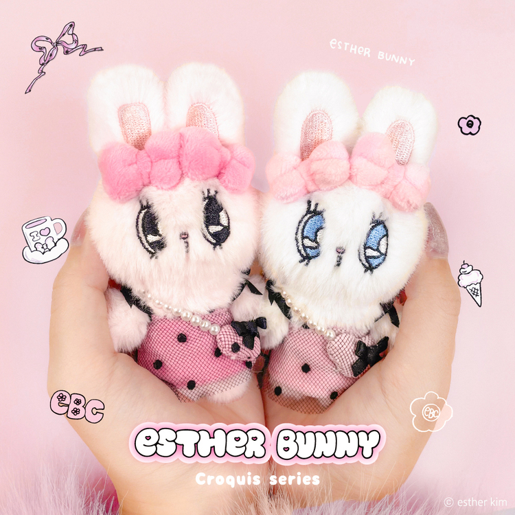 Esther Bunny ドットワンピースマスコット｜むにゅぐるみパティオ公式