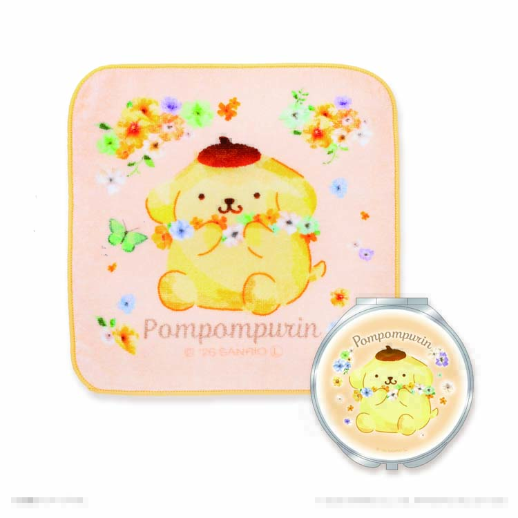 予約販売】サンリオキャラクターズ 水彩花柄 ハンドタオル&コンパクト